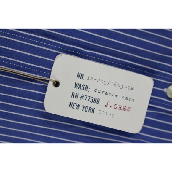 NWT J.Crew Slim Secret Wash L/S Button Down Shirt XL Blue Striped - Picture 4 of 7